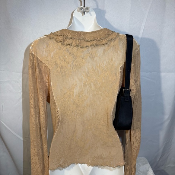 Vintage Newport News Lace Ruffle Top L Y2K Sheer Romantic - Picture 3 of 7